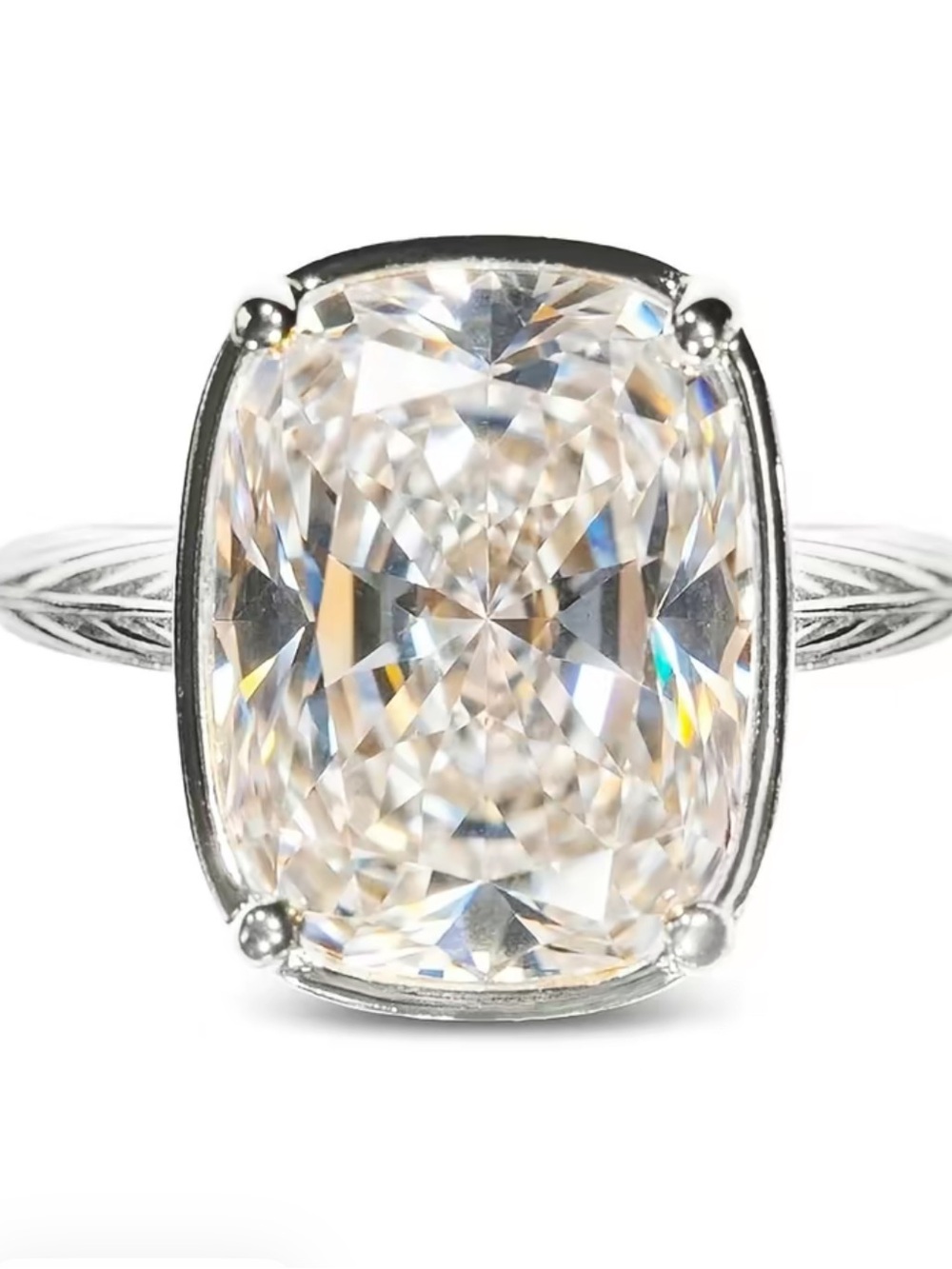 Sterling Forever Clear CZ Elongated Sterling Silver Cushion Cocktail Ring Size 7